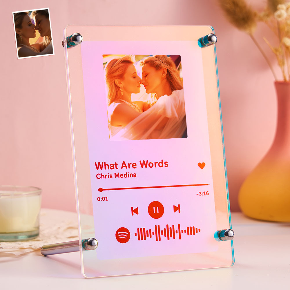 Scannable Spotify Code Photo Transparent Gradient Color Frame Personalized Laser Colorful Acrylic Plaque Custom Pride Gifts