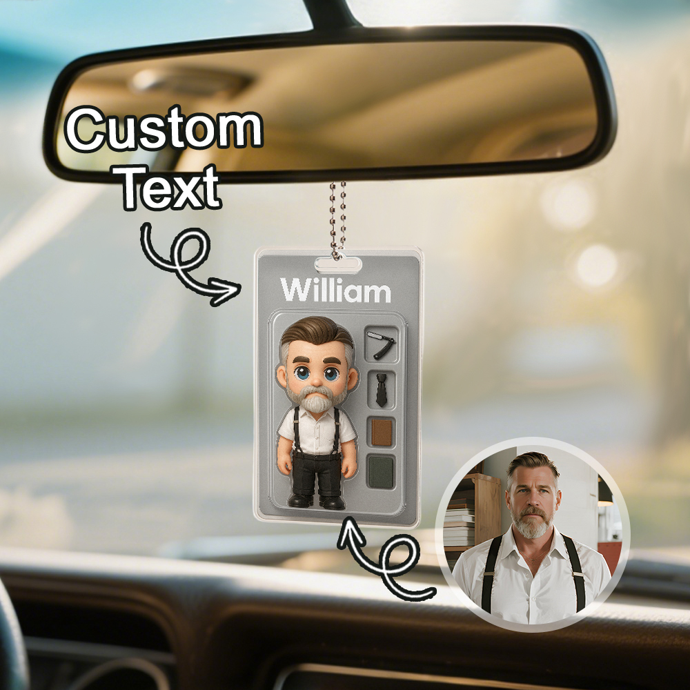 Father's Day Gifts 3D Effect Action Figure Pack Packaging Toy Box Style Art Gift Personalized Acrylic Car Hanger Gift for Dad Father's Day Gift