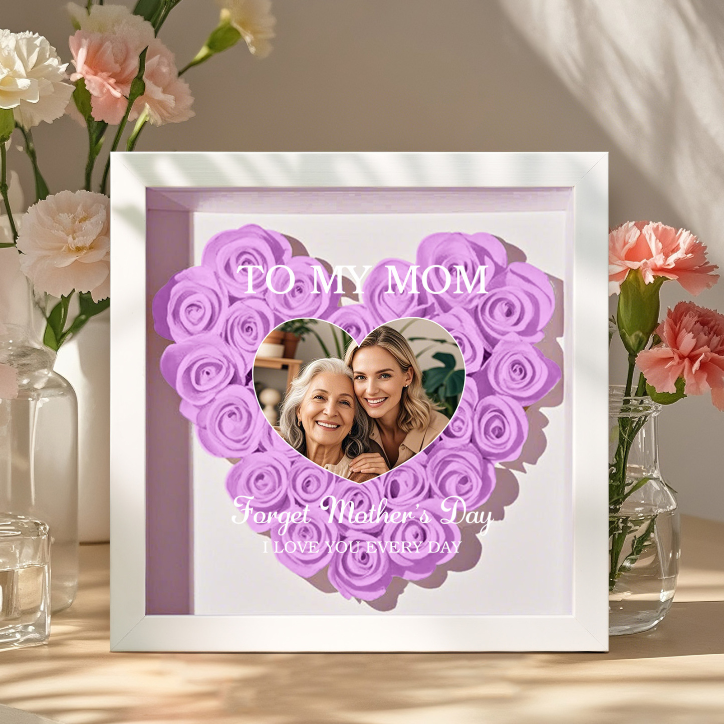 Mom Gift I Love You Every Day - Personalized Flower Shadow Box
