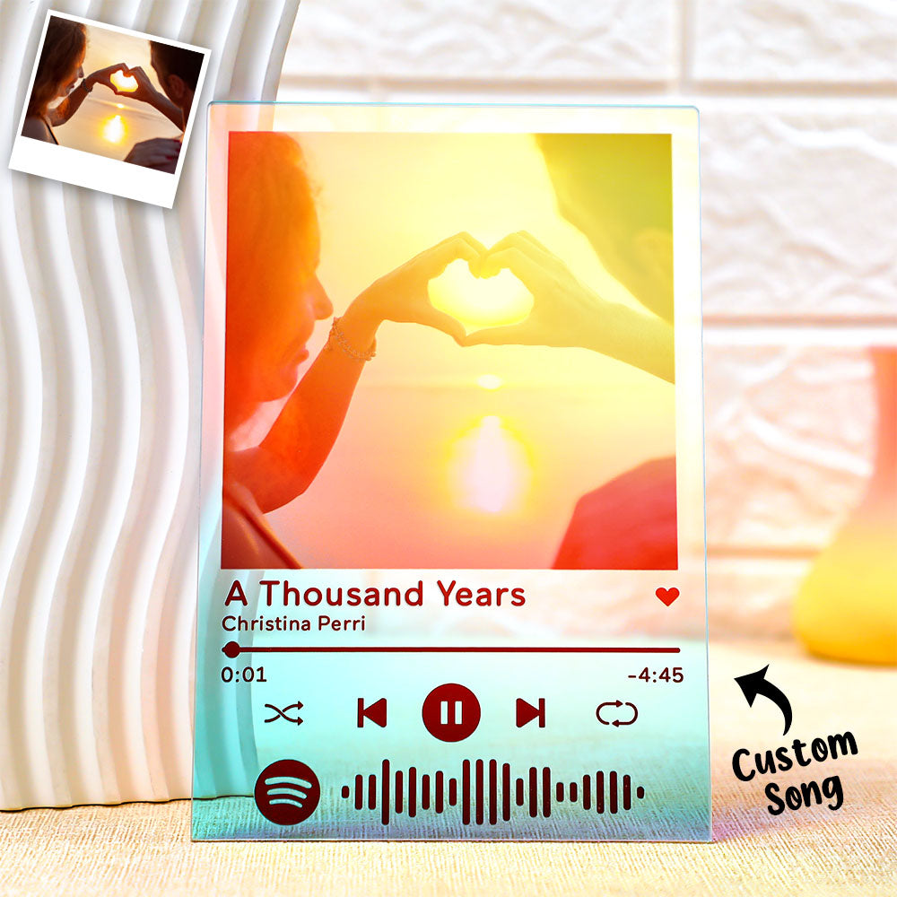Custom Spotify Code Song Transparent Gradient Color Acrylic Plaque Music Art Photo Laser Colorful Decor Gift For Couples -