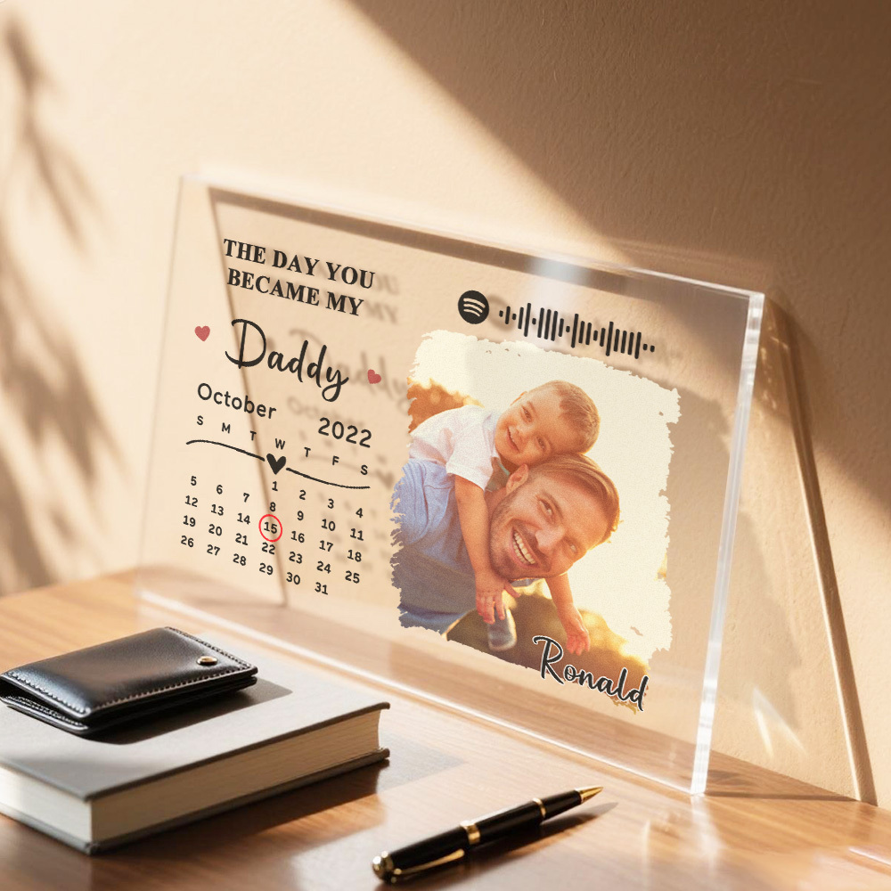 Father's Day Gifts Custom Photo Love Daddy Calendar Acrylic Plaque Spotify Song Decor Gift for Him