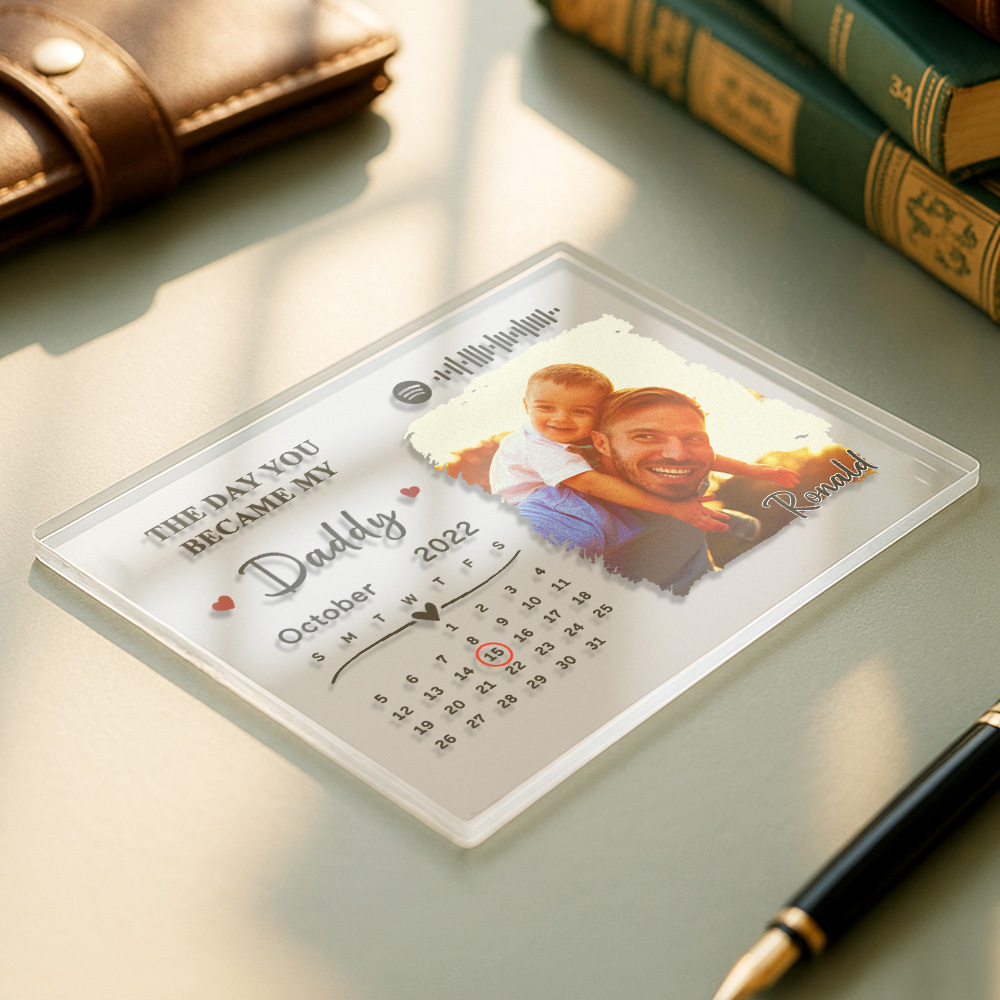 Father's Day Gifts Custom Photo Love Daddy Calendar Acrylic Plaque Spotify Song Decor Gift for Him