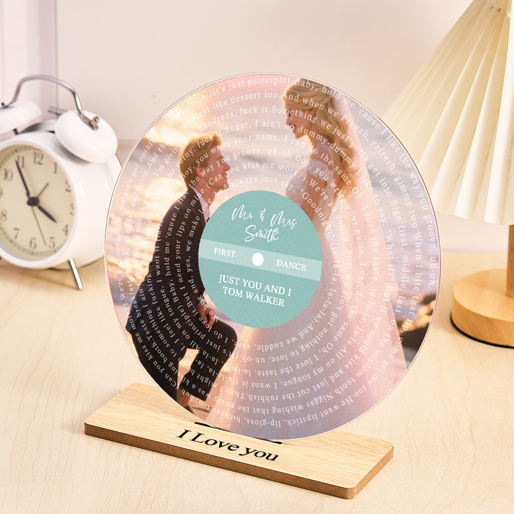 Wedding Song Lyrics with Photo Personalized First Dance Favorite Song Acrylic Plaque Anniversary Gifts Custom Sign Vinyl Record