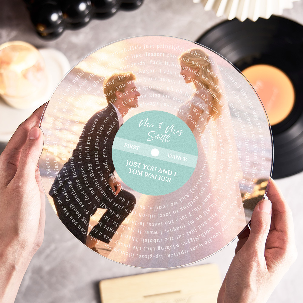 Wedding Song Lyrics with Photo Personalized First Dance Favorite Song Acrylic Plaque Anniversary Gifts Custom Sign Vinyl Record