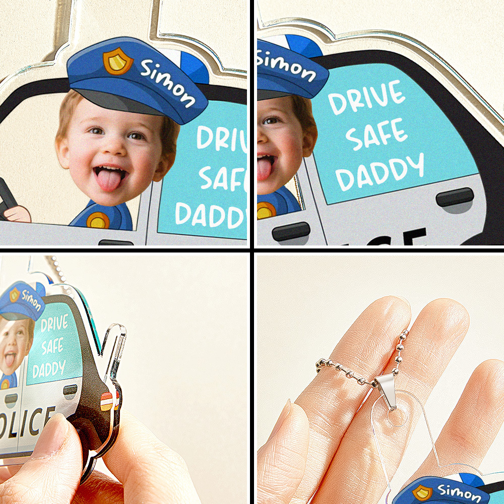 Father's Day Gifts Personalized Photo Drive Safe Daddy Acrylic Car Hanger Gift Idea for Dad