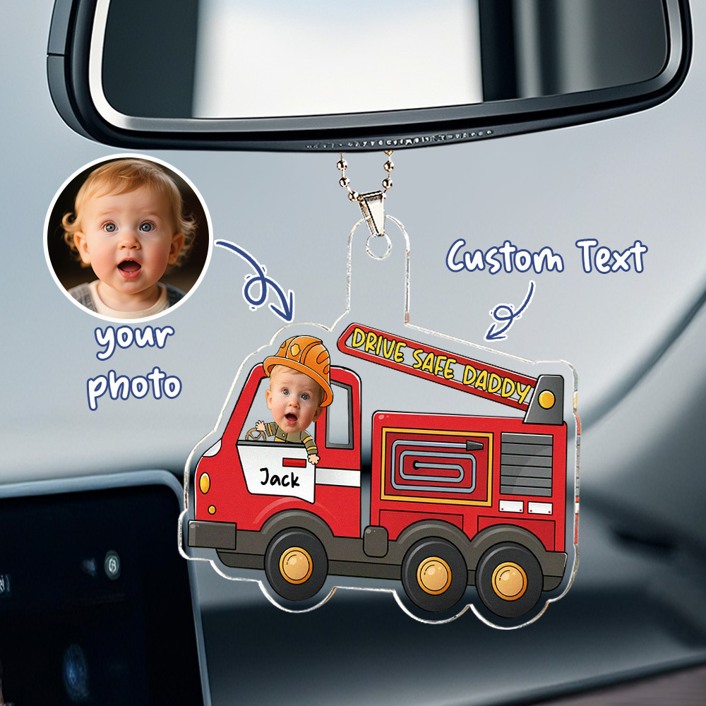 Father's Day Gifts Personalized Photo Drive Safe Daddy Acrylic Car Hanger Gift Idea for Dad