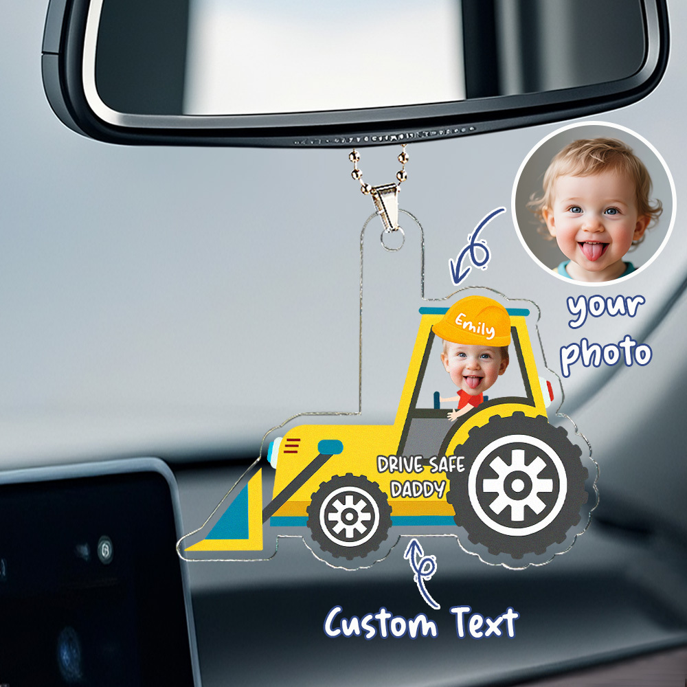 Father's Day Gifts Personalized Photo Drive Safe Daddy Acrylic Car Hanger Gift Idea for Dad