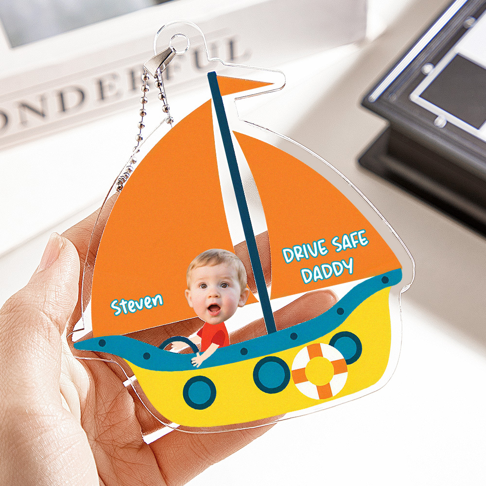 Father's Day Gifts Personalized Photo Drive Safe Daddy Acrylic Car Hanger Gift Idea for Dad