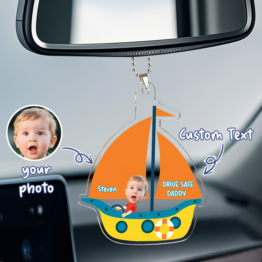 Father's Day Gifts Personalized Photo Drive Safe Daddy Acrylic Car Hanger Gift Idea for Dad