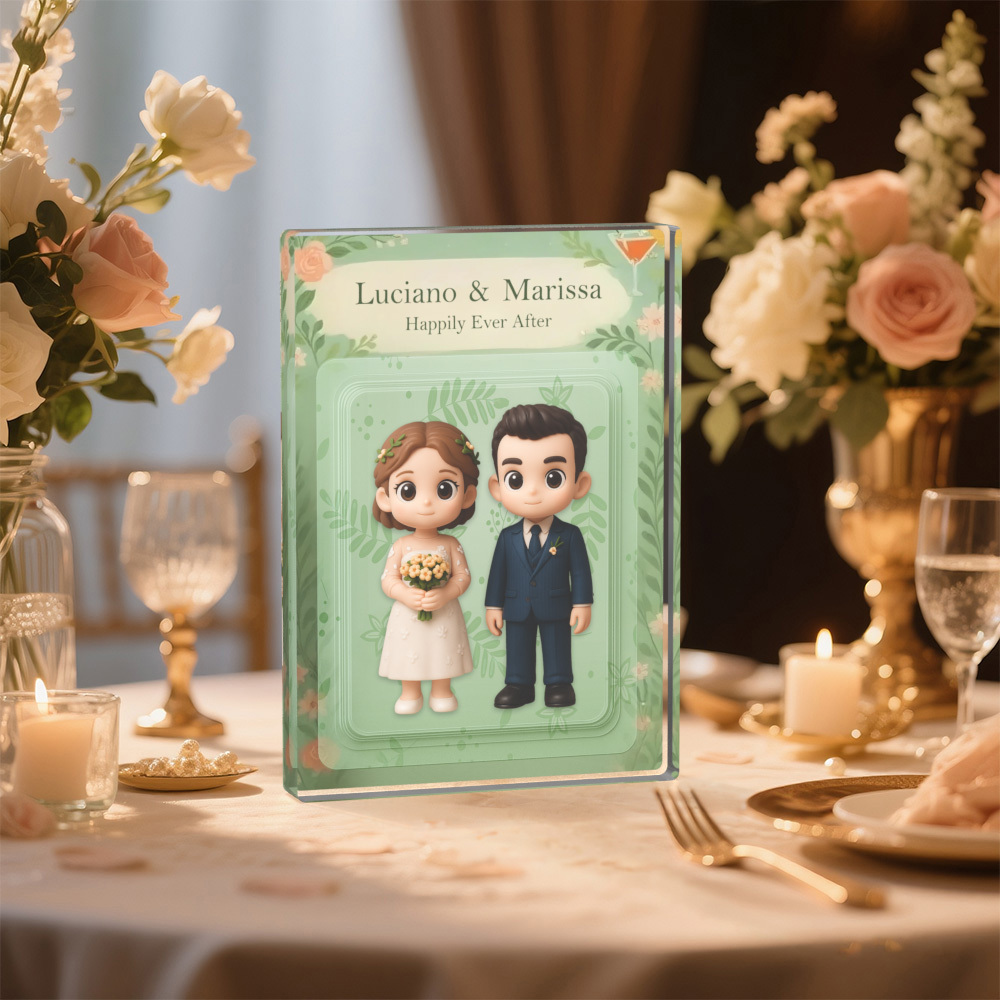 Personalized 3D Toy Art Style Photo Acrylic Block Custom Wedding Photo Block Plaque Anniversary Gifts