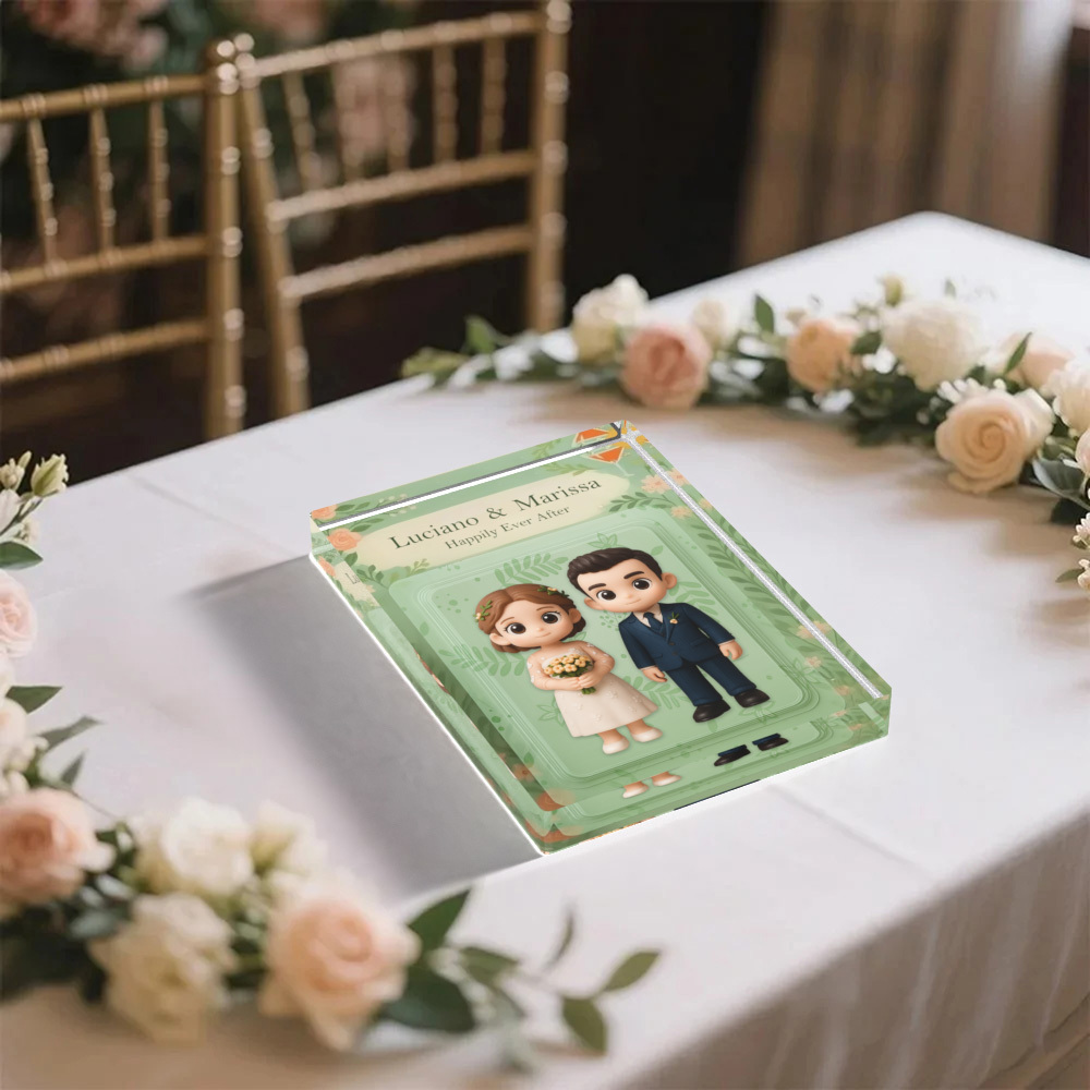 Personalized 3D Toy Art Style Photo Acrylic Block Custom Wedding Photo Block Plaque Anniversary Gifts