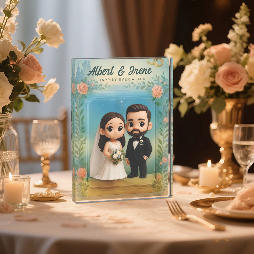 Personalized 3D Toy Art Style Photo Acrylic Block Custom Wedding Photo Block Plaque Anniversary Gifts
