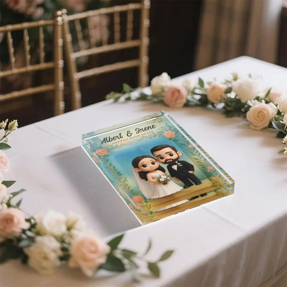 Personalized 3D Toy Art Style Photo Acrylic Block Custom Wedding Photo Block Plaque Anniversary Gifts