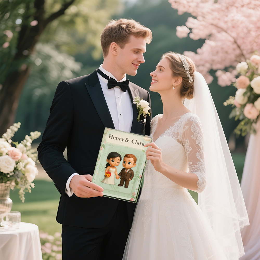 Personalized 3D Toy Art Style Photo Acrylic Block Custom Wedding Photo Block Plaque Anniversary Gifts