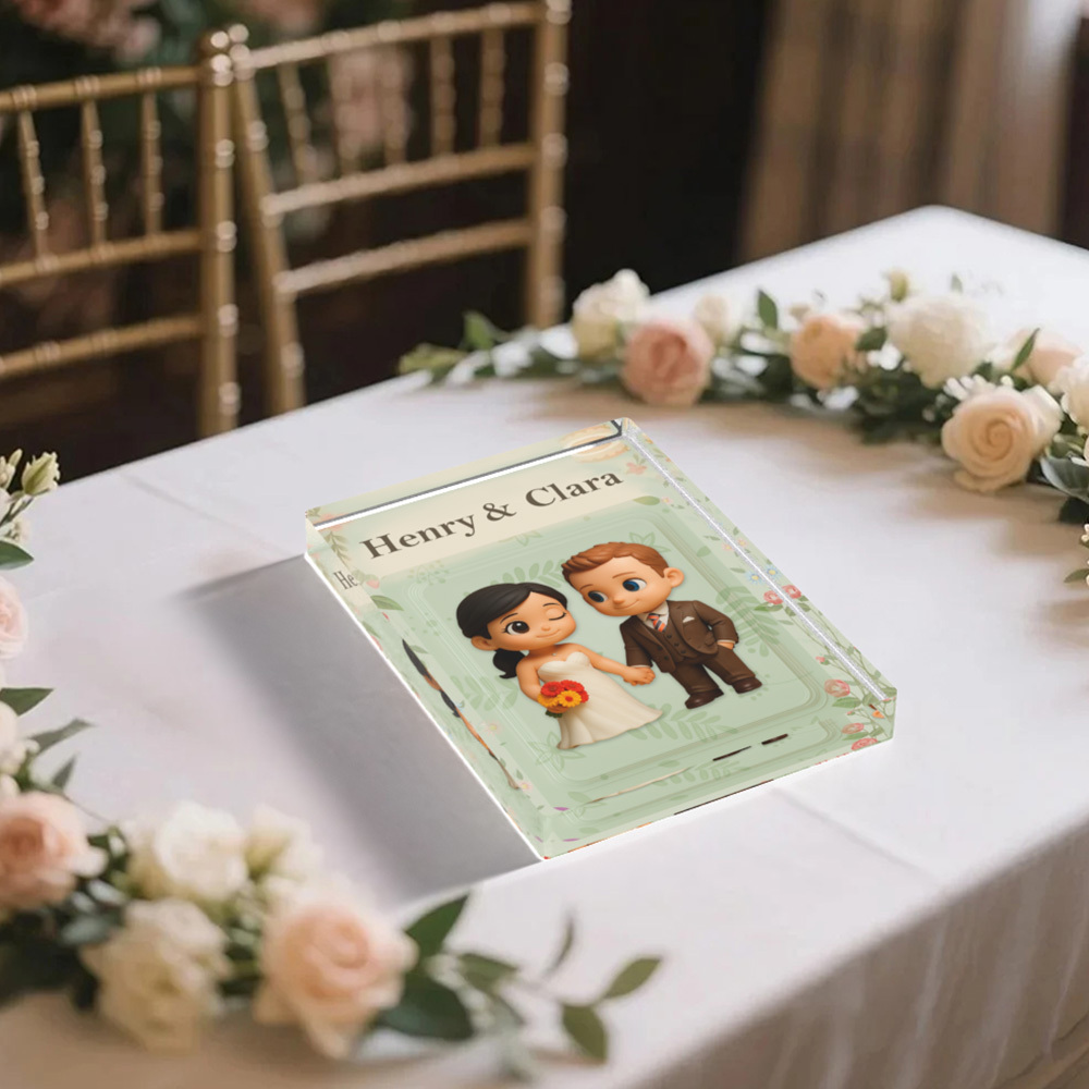 Personalized 3D Toy Art Style Photo Acrylic Block Custom Wedding Photo Block Plaque Anniversary Gifts