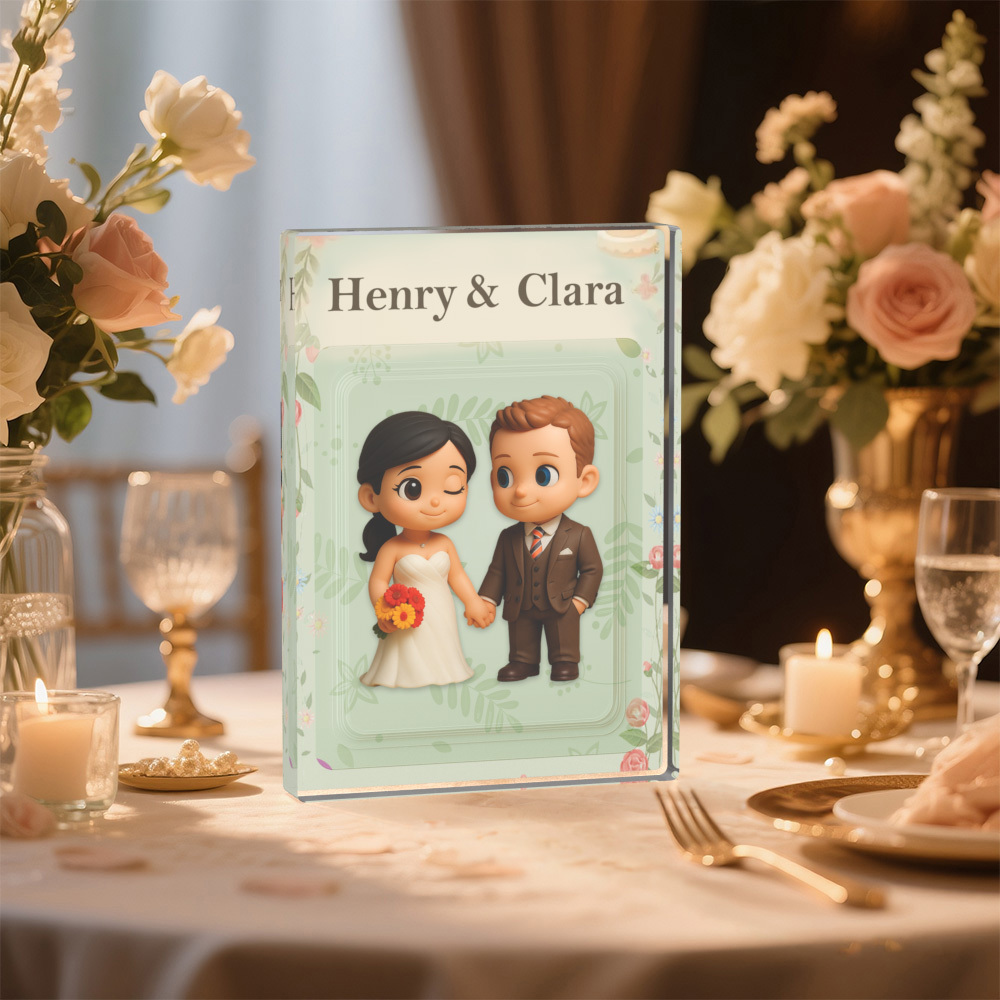 Personalized 3D Toy Art Style Photo Acrylic Block Custom Wedding Photo Block Plaque Anniversary Gifts