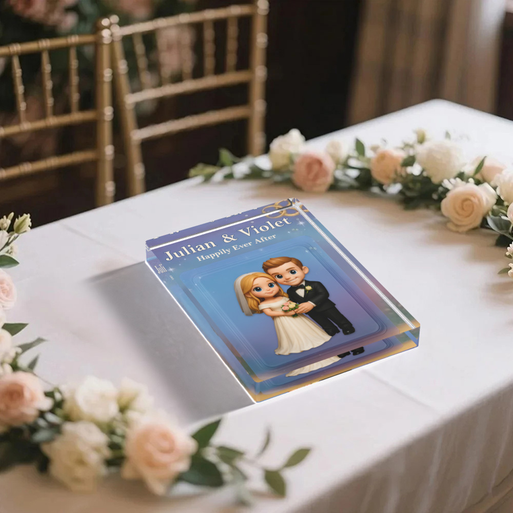 Personalized 3D Toy Art Style Photo Acrylic Block Custom Wedding Photo Block Plaque Anniversary Gifts