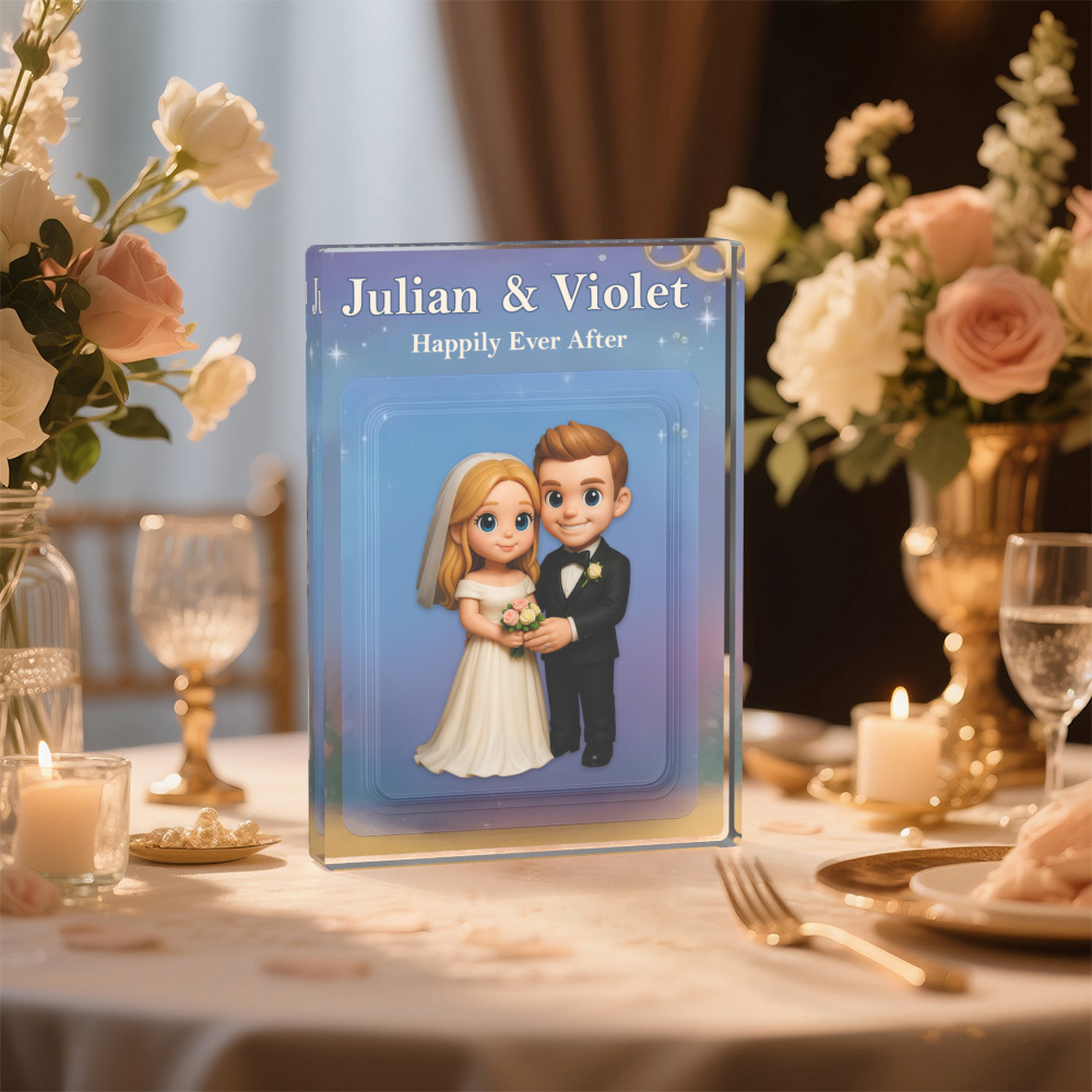 Personalized 3D Toy Art Style Photo Acrylic Block Custom Wedding Photo Block Plaque Anniversary Gifts