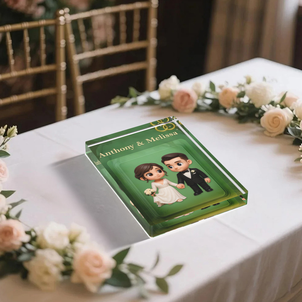 Personalized 3D Toy Art Style Photo Acrylic Block Custom Wedding Photo Block Plaque Anniversary Gifts