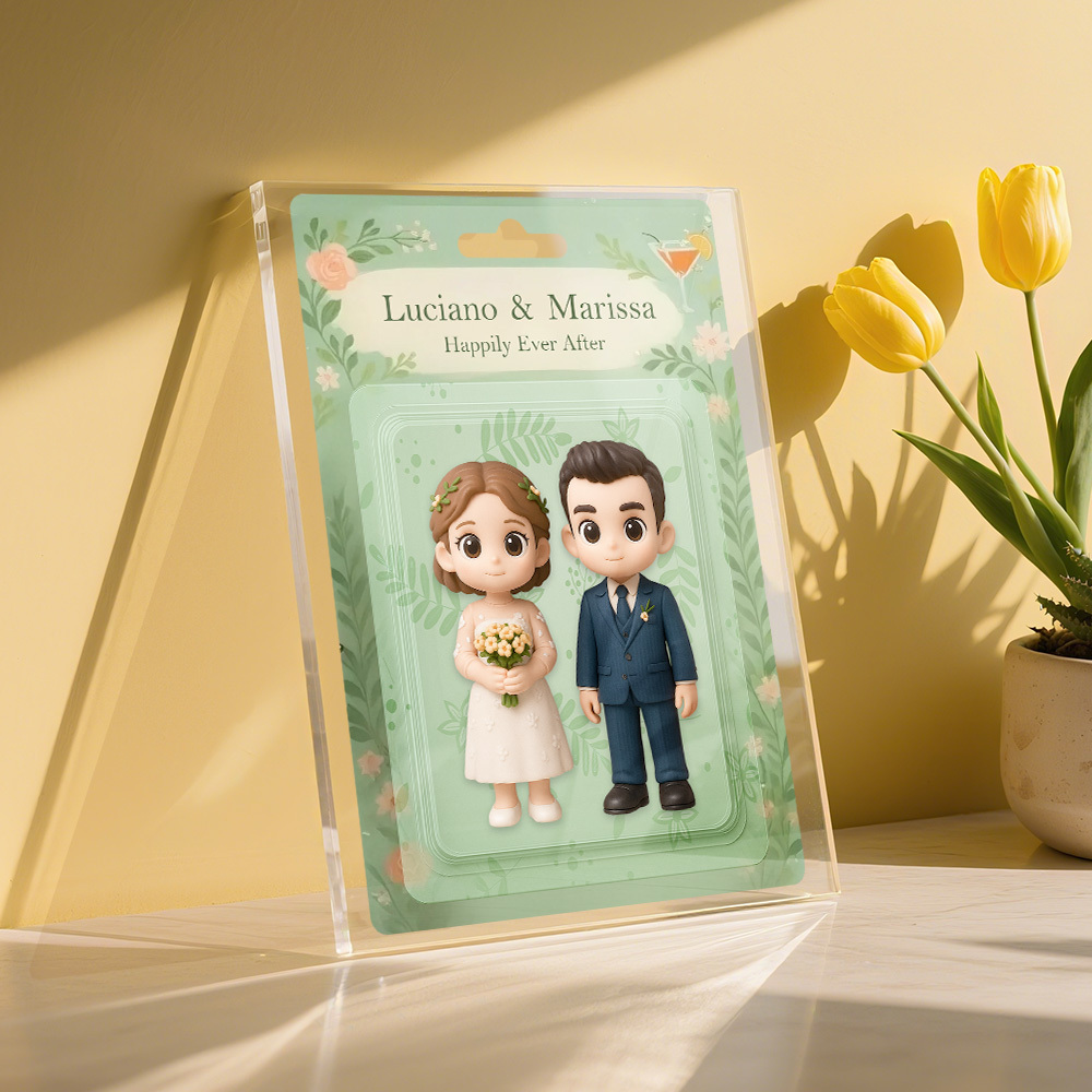 Personalized 3D Toy Art Style Photo Plaque Funny Custom Couple's Gift for Wedding Anniversary