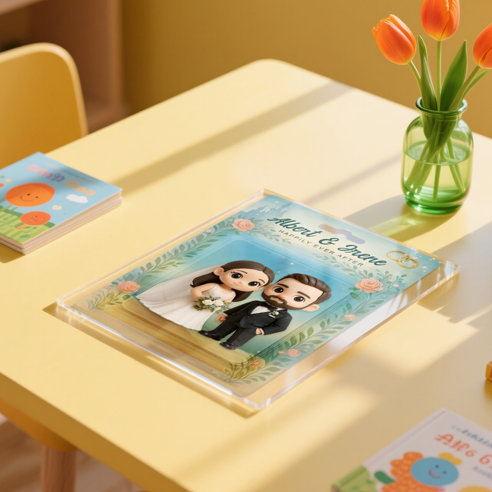 Personalized 3D Toy Art Style Photo Plaque Funny Custom Couple's Gift for Wedding Anniversary