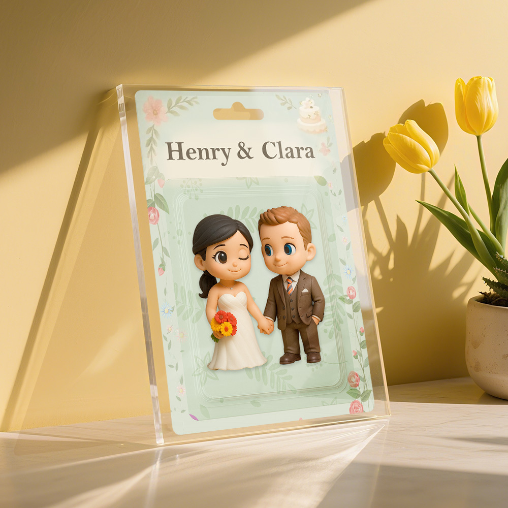 Personalized 3D Toy Art Style Photo Plaque Funny Custom Couple's Gift for Wedding Anniversary