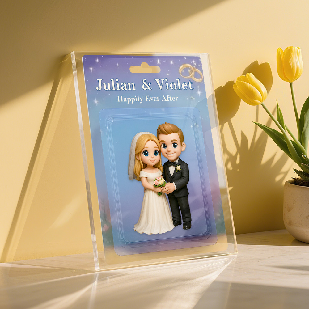 Personalized 3D Toy Art Style Photo Plaque Funny Custom Couple's Gift for Wedding Anniversary