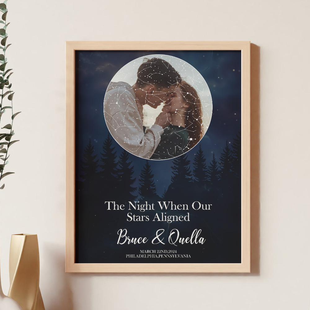 Custom Star Map Romantic Photo Frame Personalized Wall Art Gift for Couples Wedding or Anniversary Gift