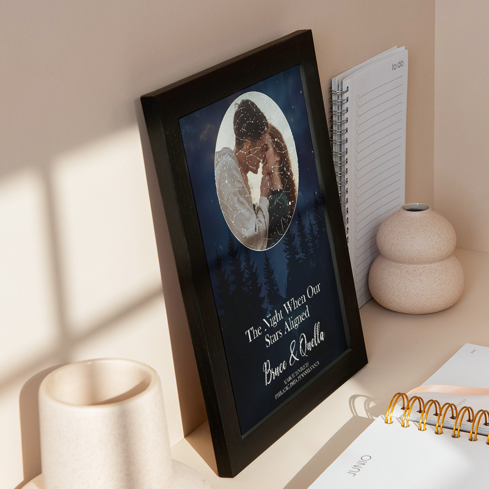 Custom Star Map Romantic Photo Frame Personalized Wall Art Gift for Couples Wedding or Anniversary Gift
