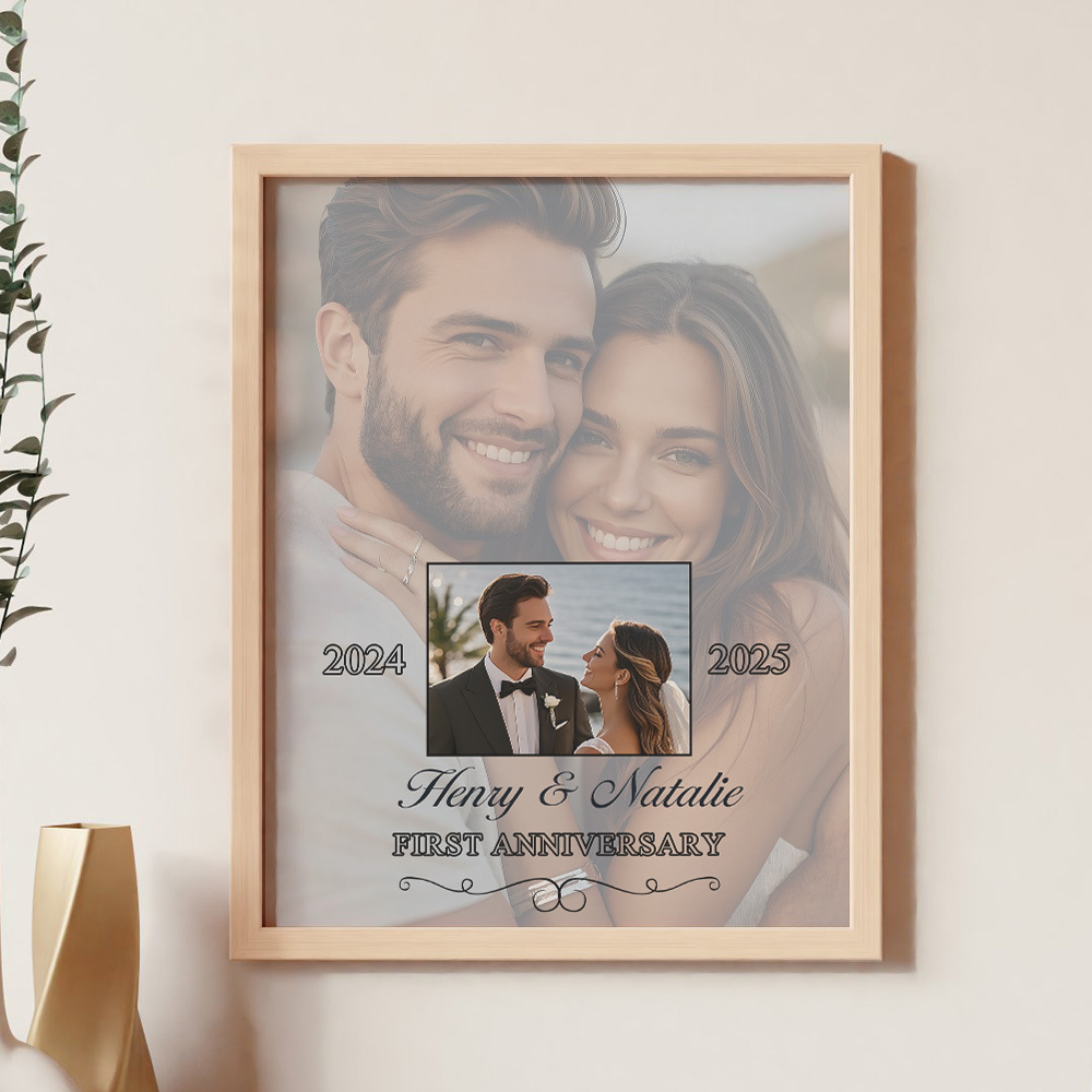 Then & Now Anniversary Photo Frame Personalized Wall Art Gift for Couples Wedding Anniversary Gift