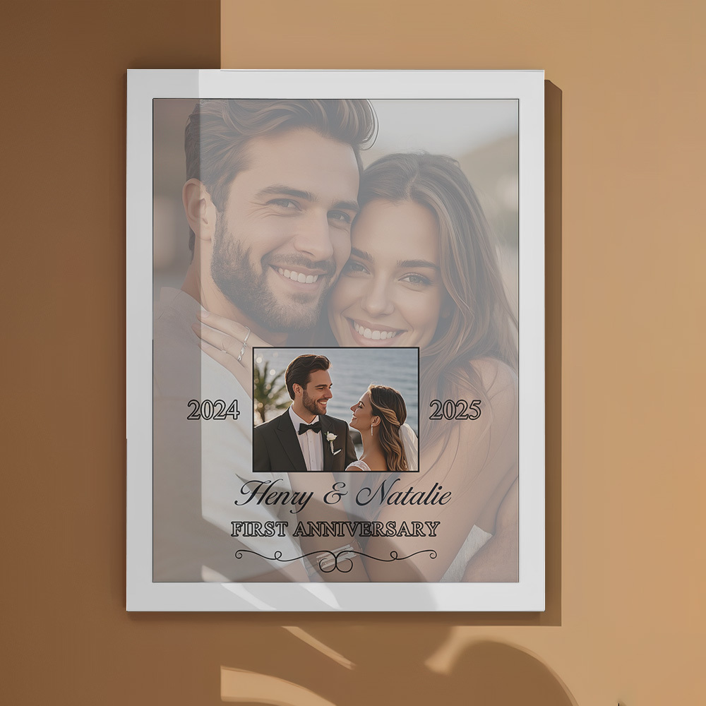 Then & Now Anniversary Photo Frame Personalized Wall Art Gift for Couples Wedding Anniversary Gift