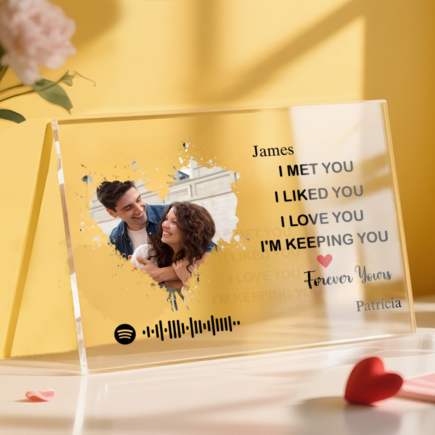 Personalized Photo Plaque I Love You Custom Acrylic Spotify Song Decor Anniversary Gift For Couples