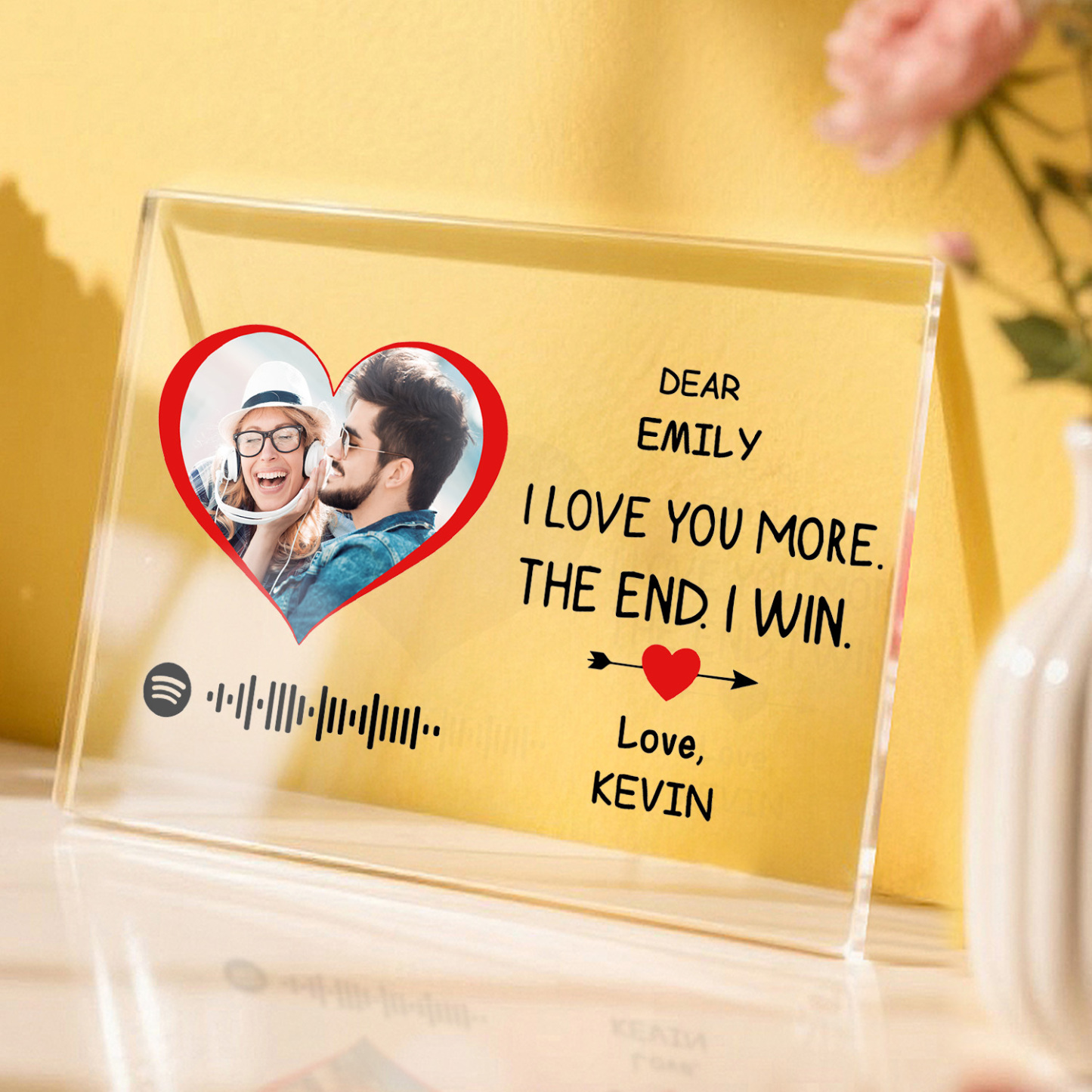 I Love You More Custom Photo Plaque Acrylic Spotify Song Decor Anniversary Gift For Couples