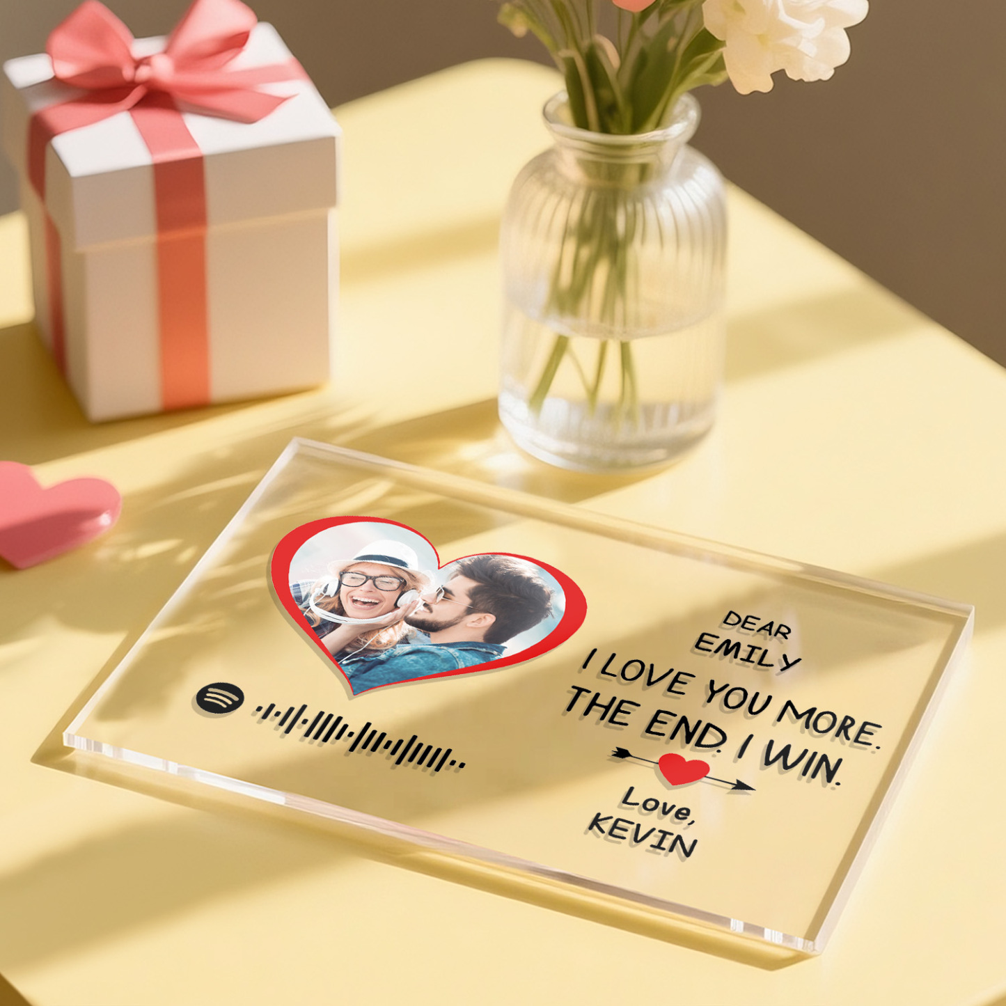 I Love You More Custom Photo Plaque Acrylic Spotify Song Decor Anniversary Gift For Couples