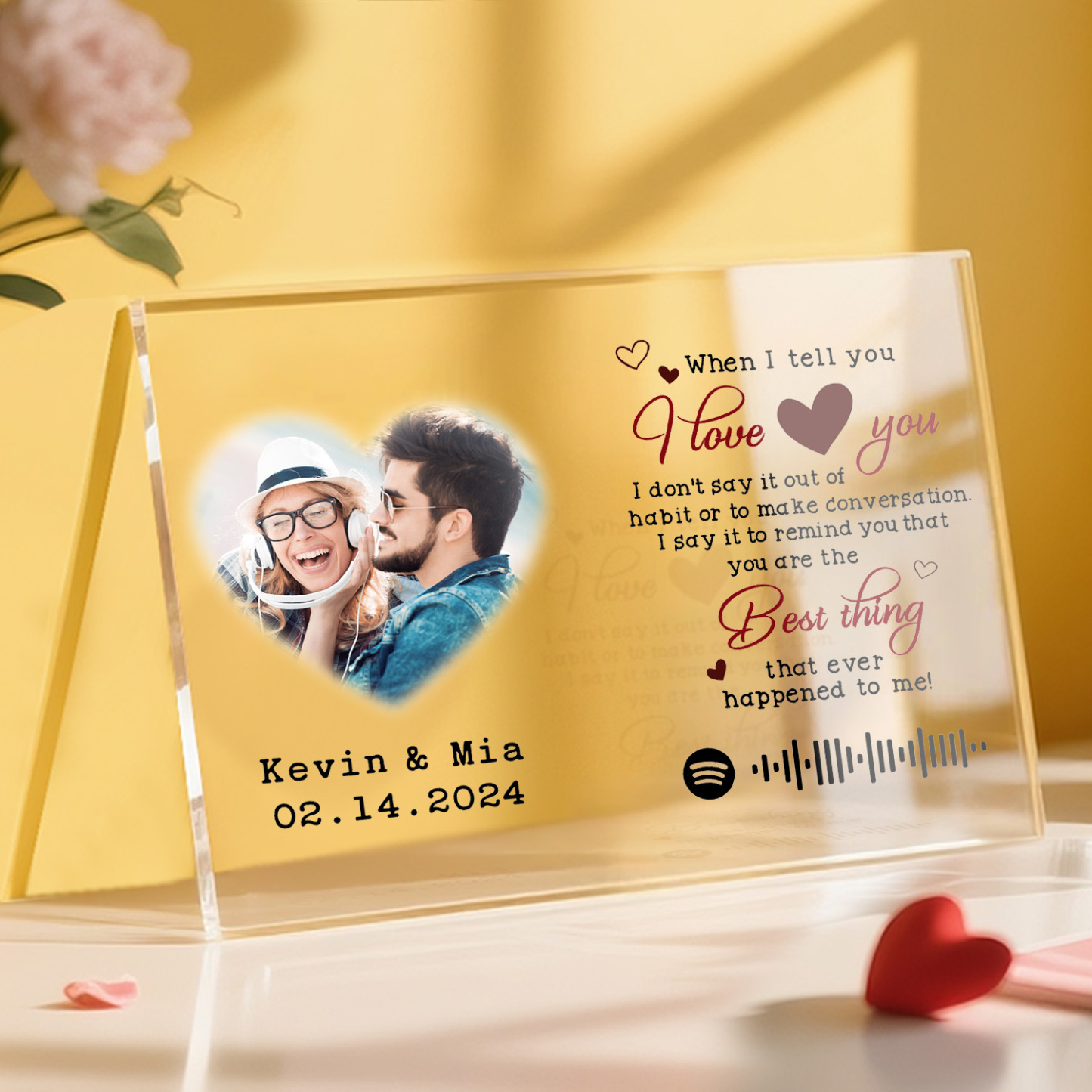 Personalized Photo Plaque I Love You Custom Acrylic Spotify Song Decor Anniversary Gift For Couples