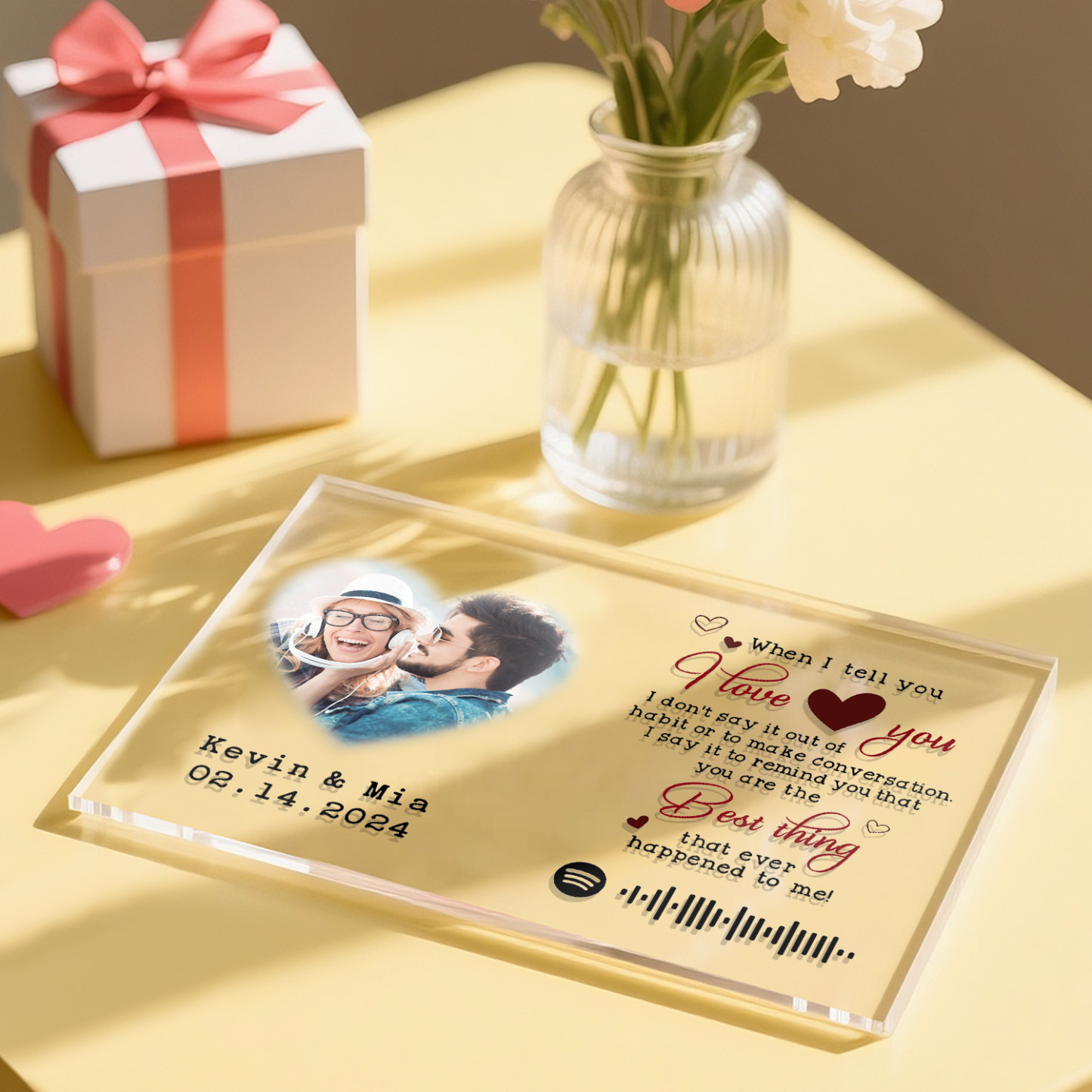 Personalized Photo Plaque I Love You Custom Acrylic Spotify Song Decor Anniversary Gift For Couples