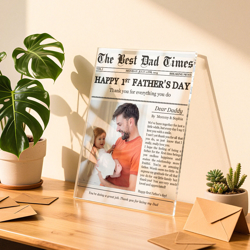 Personalized Acrylic Photo Plaque Happy 1st Father's Day Thank You For Everything Custom Father's Day Gift New Dad Gift - MySpotifyGlass