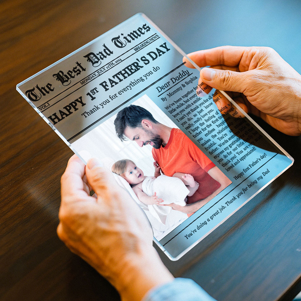 Personalized Acrylic Photo Plaque Happy 1st Father's Day Thank You For Everything Custom Father's Day Gift New Dad Gift - MySpotifyGlass