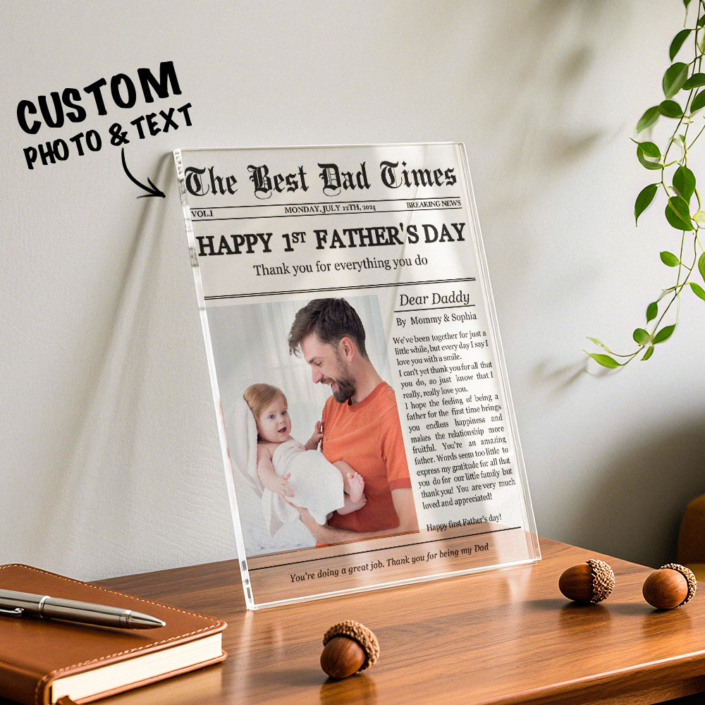 Personalized Acrylic Photo Plaque Happy 1st Father's Day Thank You For Everything Custom Father's Day Gift New Dad Gift