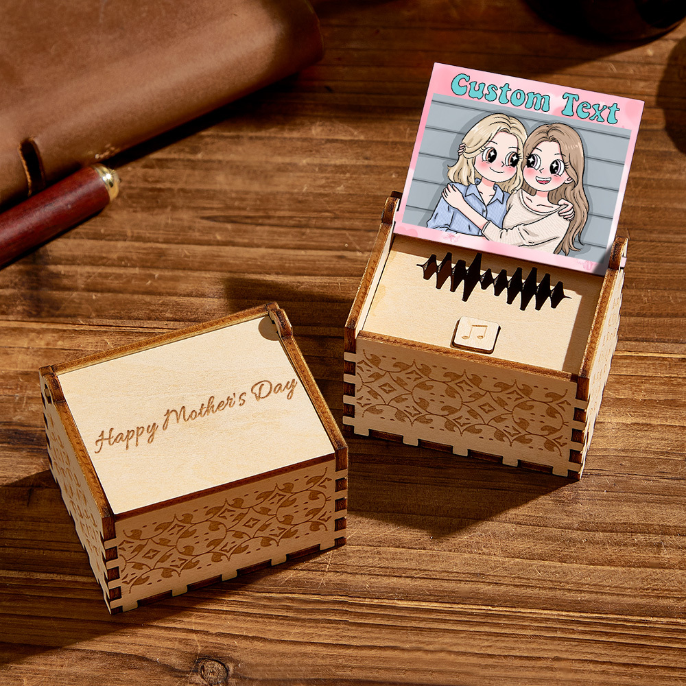 Custom Digital Music Box Any song Tune or Voice Personalized Anime Photo Wooden Photo Music Box with Text Anniversary Gifts - MySpotifyGlass