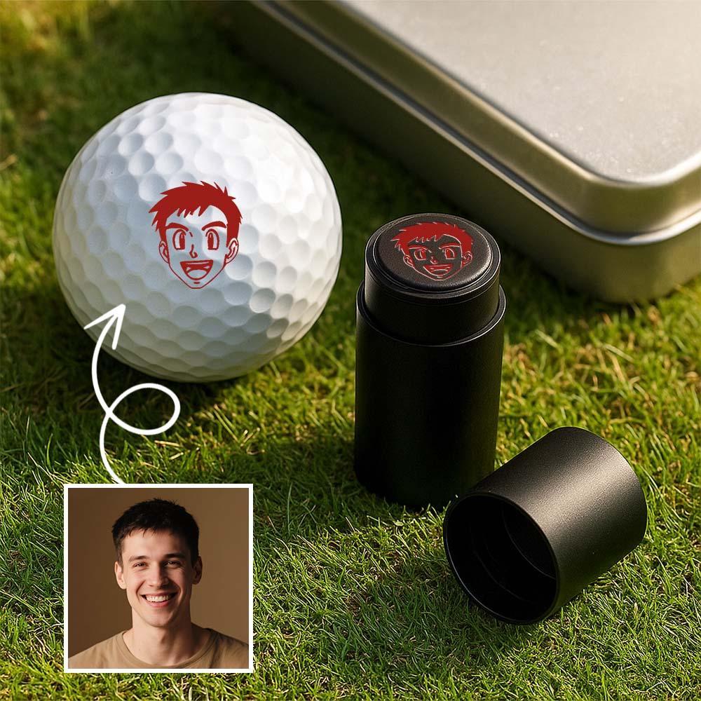Personalized Anime Photo Golf Ball Stamp with Metal Storage Box Birthday Father's Day Gift for Golf Player - MySpotifyGlass