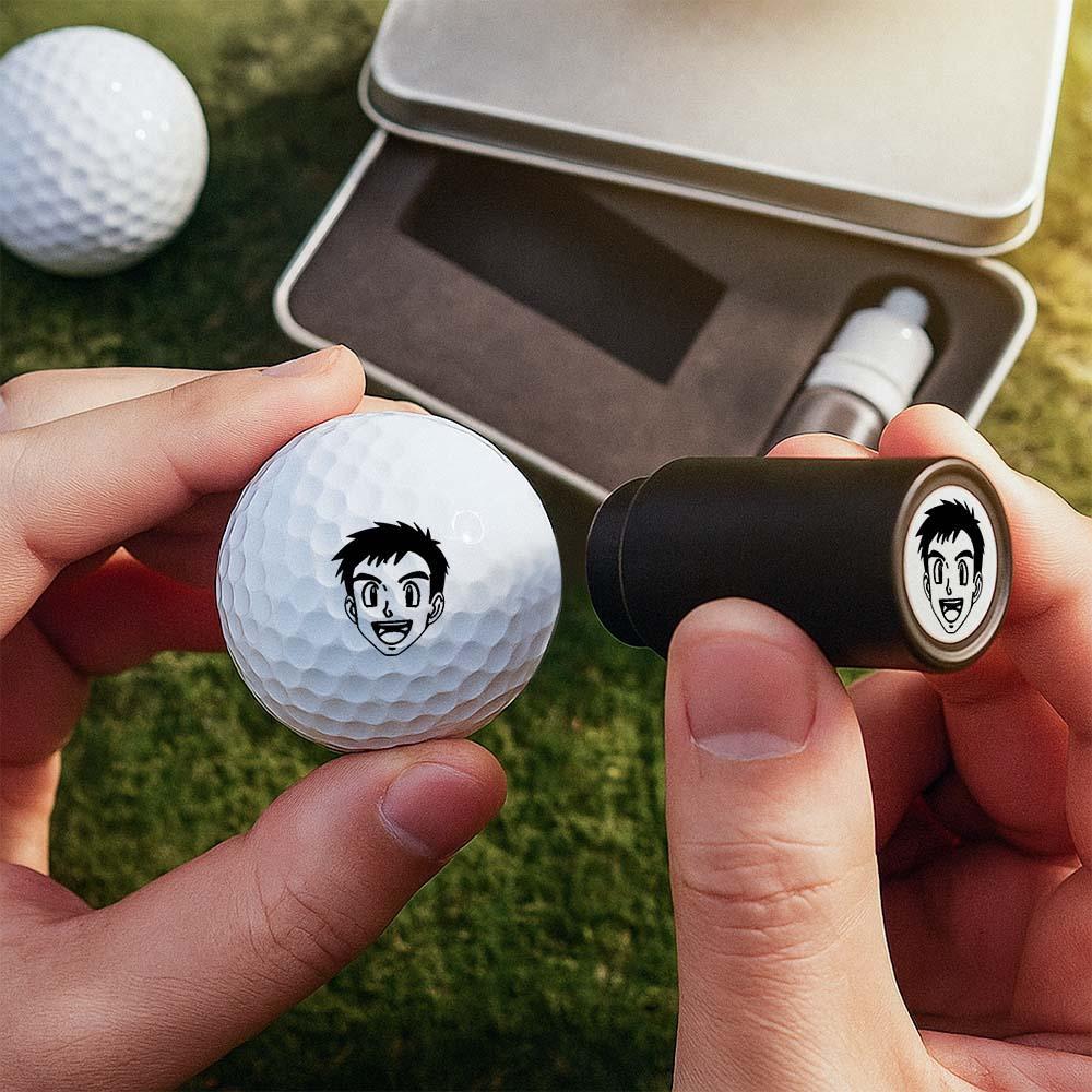 Personalized Anime Photo Golf Ball Stamp with Metal Storage Box Birthday Father's Day Gift for Golf Player - MySpotifyGlass