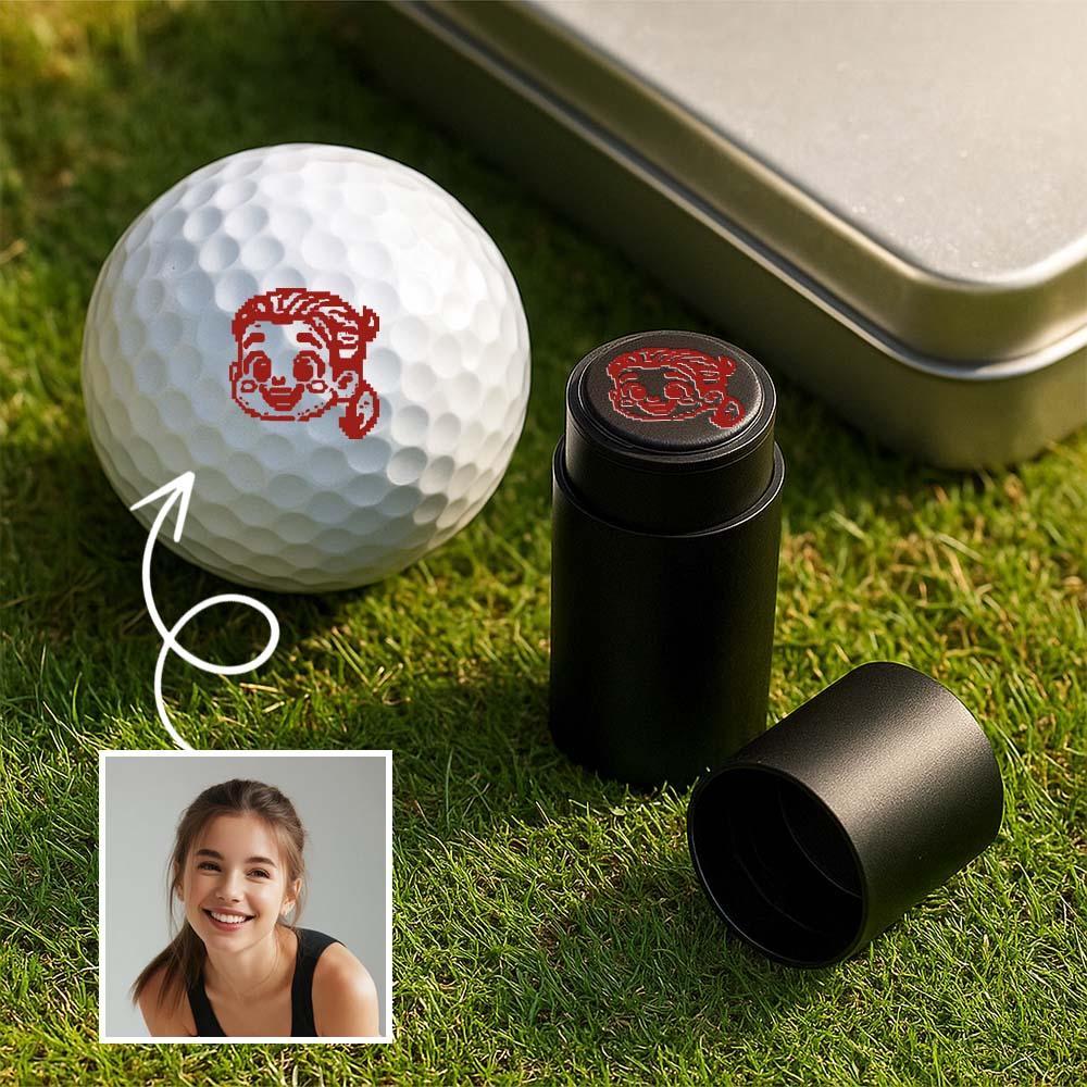 Personalized Anime Photo Golf Ball Stamp with Metal Storage Box Birthday Father's Day Gift for Golf Player - MySpotifyGlass