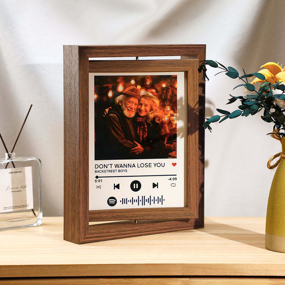 Custom Photo Spotify Rotating Frame Scannable Spotify Code Floating Picture Decor Frame Gifts For Couples -