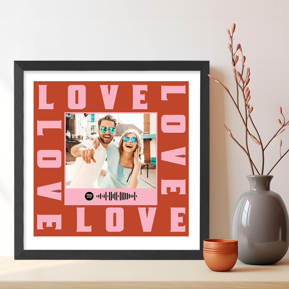 Valentine Gifts Custom Spotify Frame Surrounded by Love Gifts for Couple