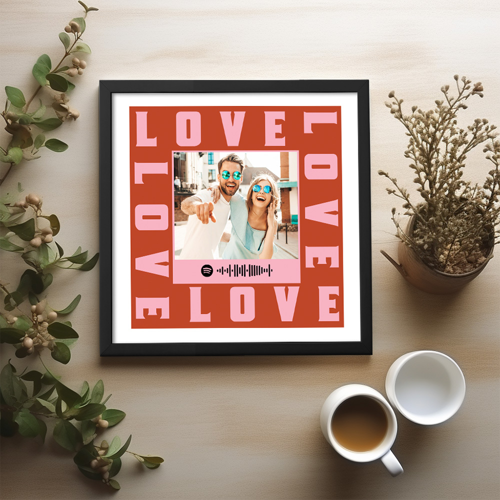Valentine Gifts Custom Spotify Frame Surrounded by Love Gifts for Couple
