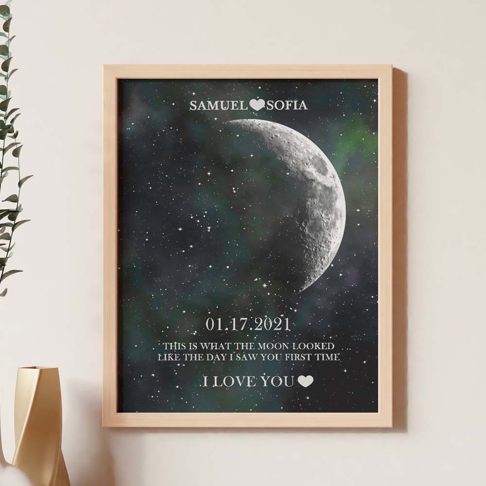 Custom Moon Phase Print Frame Anniversary Gifts for Her -