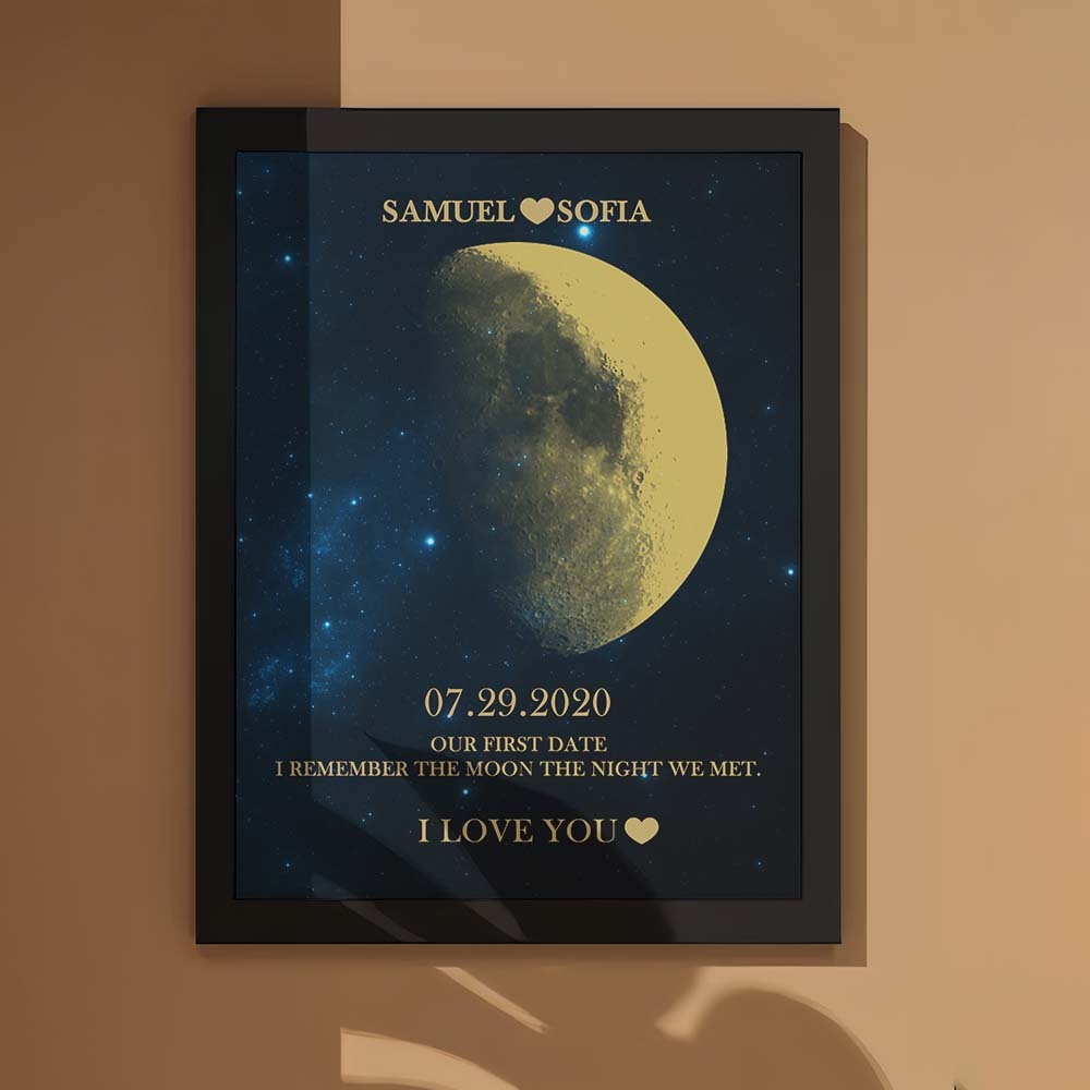 Custom Moon Phase Gold Print Frame Gifts for Birthday and Anniversary -