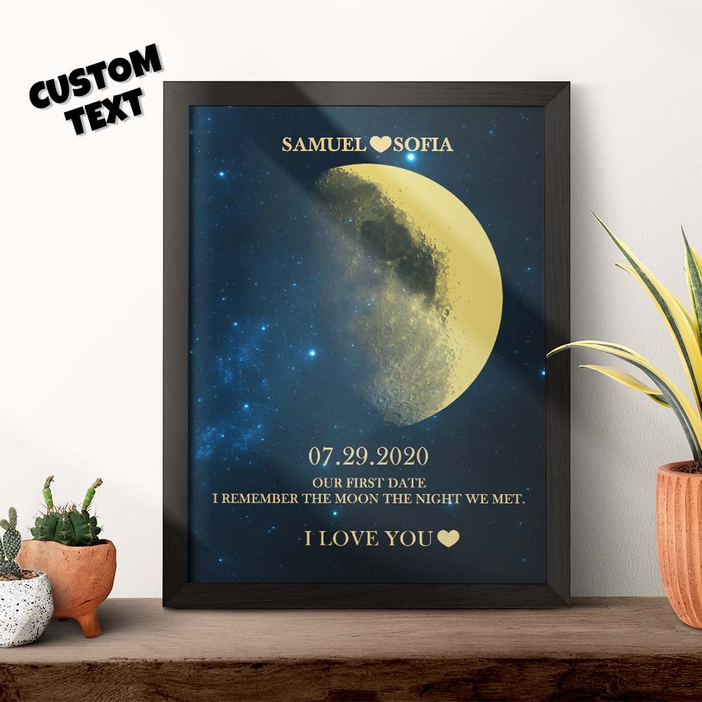 Custom Moon Phase Gold Print Frame Gifts for Birthday and Anniversary -