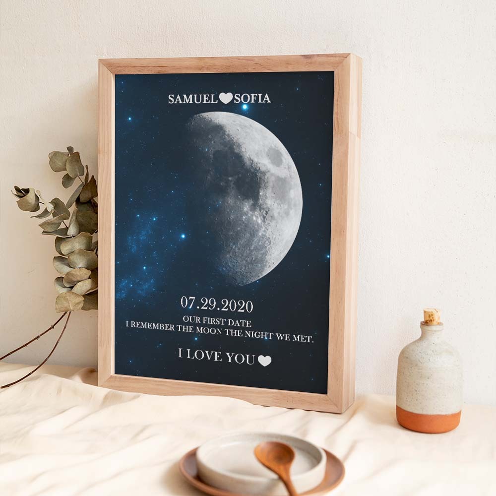 Custom Moon Phase Print Frame Anniversary Gifts for Her -